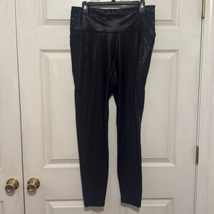 Metallic faux leather leggings